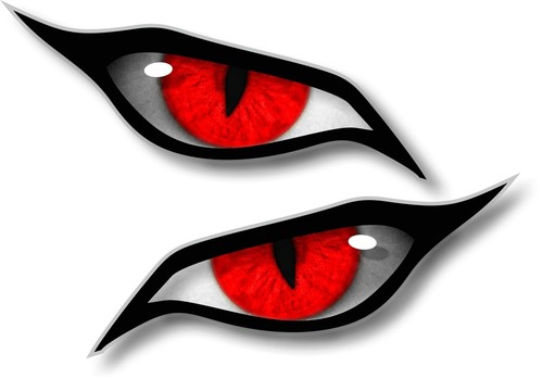 Pair evil eyes eye red - of,